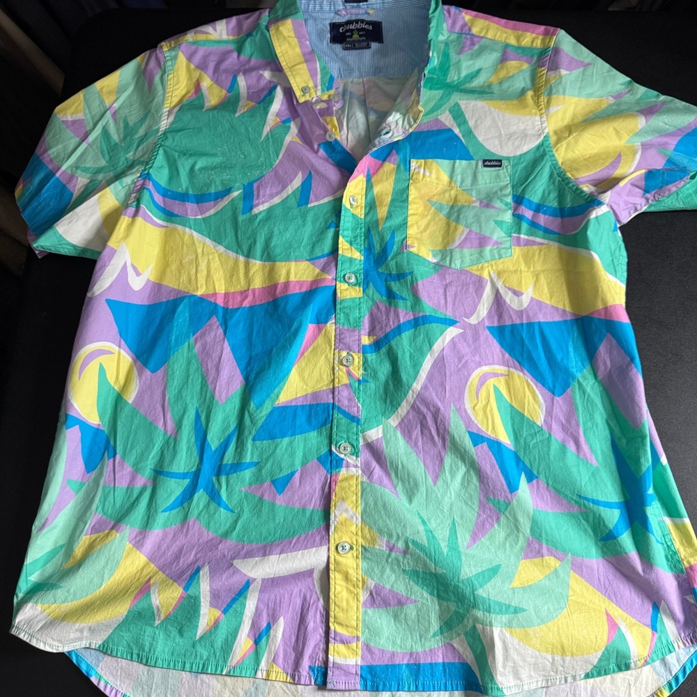 Chubbies Men's 2XL Multi-Color Abstract Print Short Sleeve Button Down Shirt